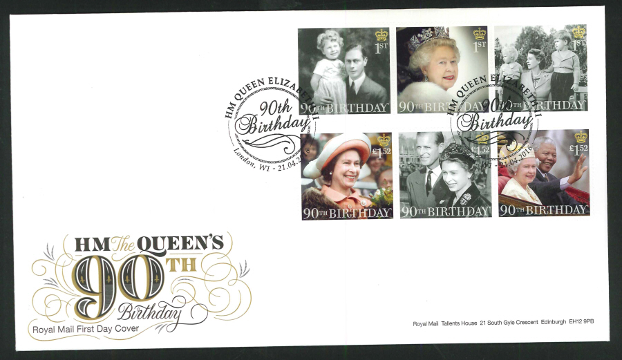 2016 - Queen's 90th Birthday, First Day Cover, 90th Birthday London SW1 Postmark